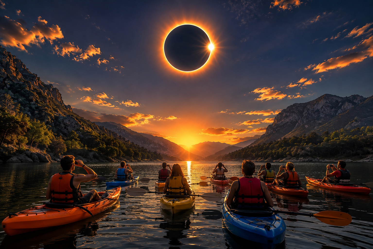 Eclipse total sobre el embalse