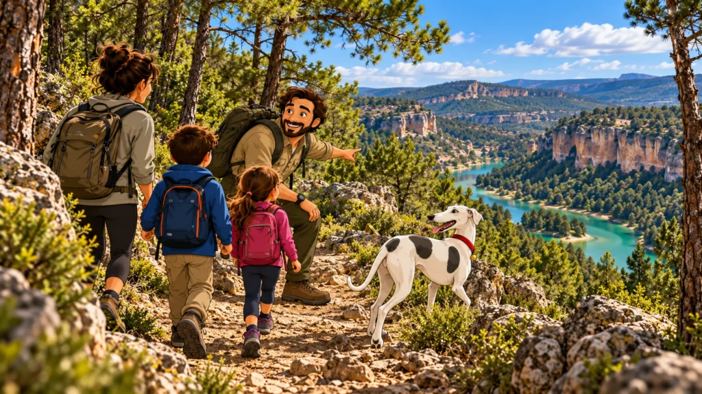 Planes en familia por la Serranía de Cuenca haciendo senderismo con niños y perro
